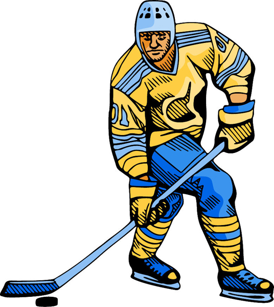 Hockey playing action full color sports decal. Customize on line. HOCKEY_4C_04