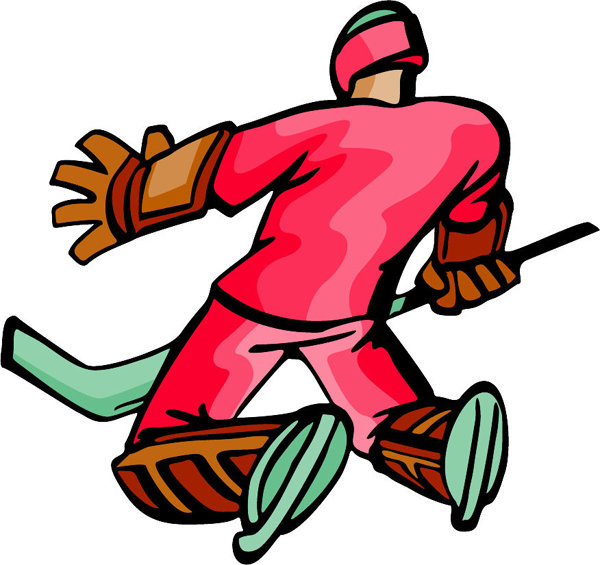Hockey player on his knees full color sports sticker. Make it personal. HOCKEY_4C_23