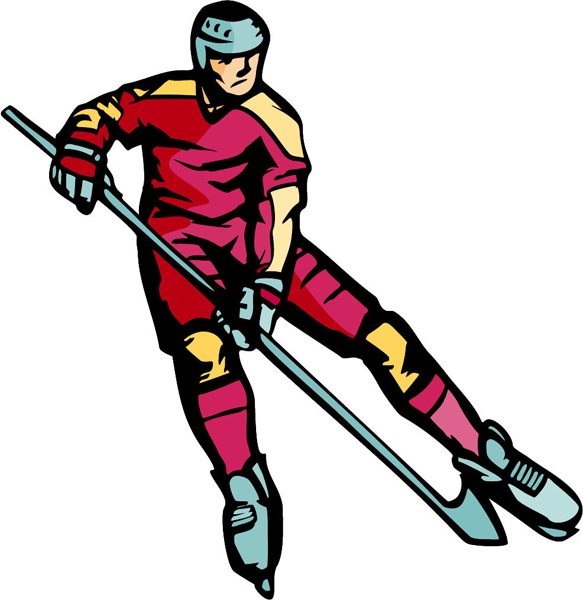 Hockey action sports sticker in color. Customize on line. HOCKEY_5C_09