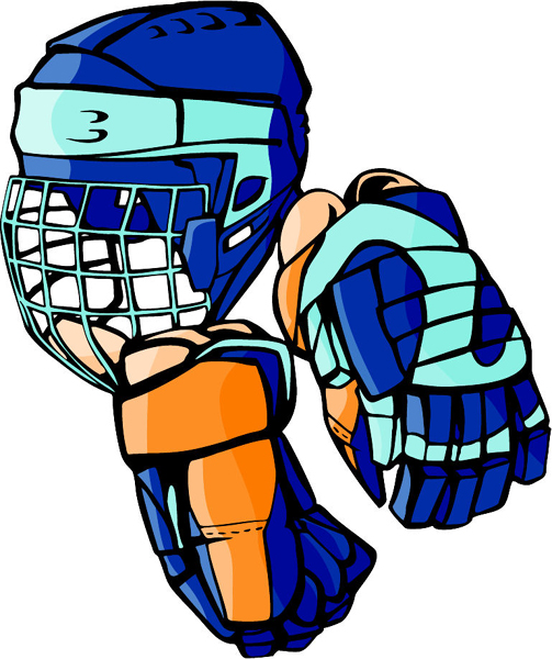 Hockey equipment full color sports decal. Customize on line. HOCKEY_5C_13