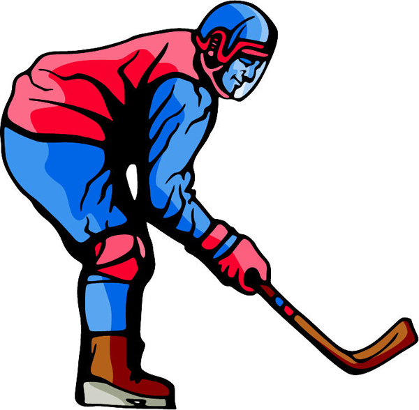 Hockey action color sports decal. Personalize on line. HOCKEY_5C_34