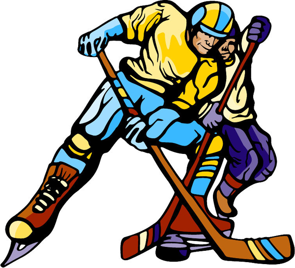 Hockey action color sports decal. Personalize on line. HOCKEY_5C_35