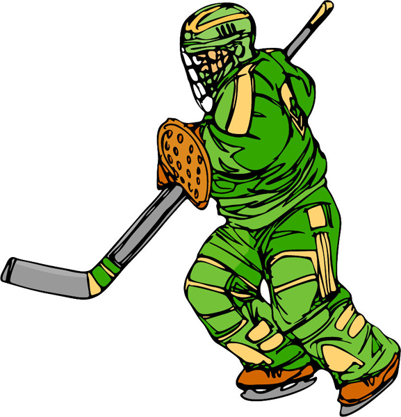 Hockey player action full color sports decal. Customize on line. HOCKEY_6C_01