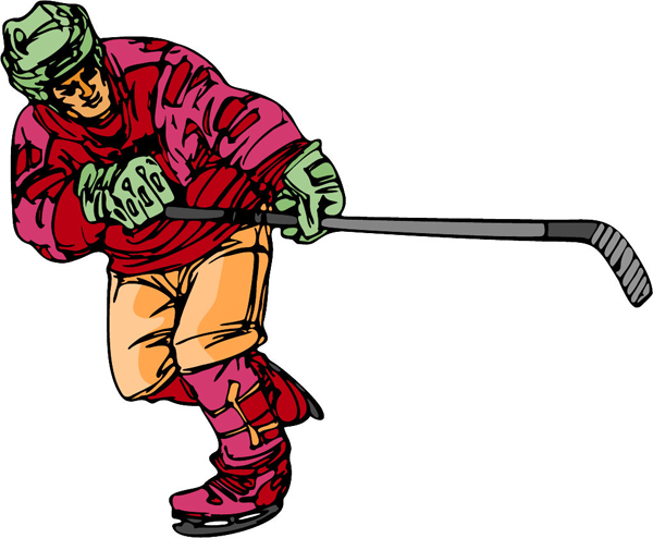 Hockey player full color sports sticker. Personalize on line. HOCKEY_6C_02