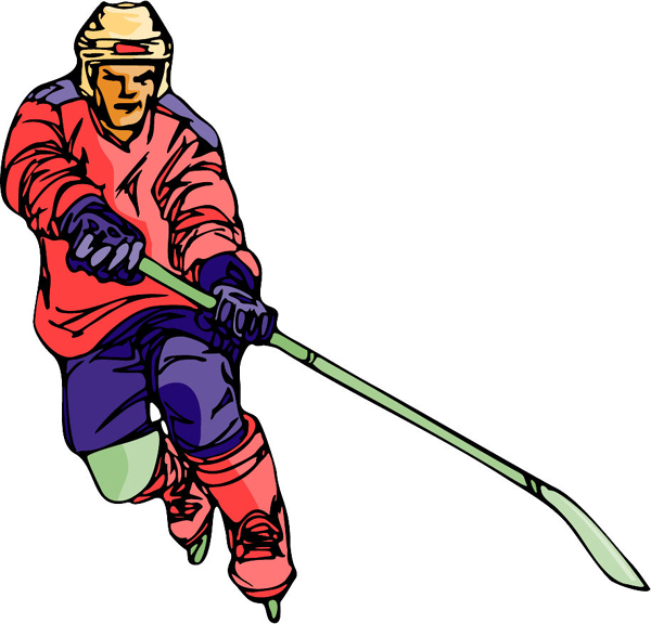 Hockey playing action full color sports sticker. Customize on line. HOCKEY_6C_03