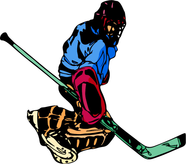 Hockey player full color action sports sticker. Customize on line. HOCKEY_6C_05