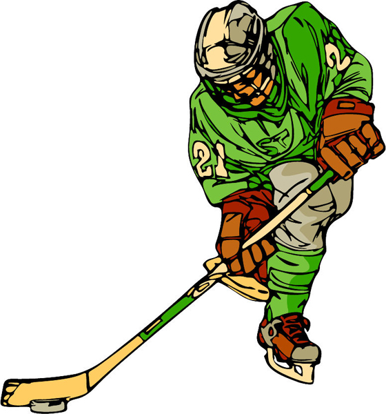 Hockey player full color action sports decal. Personalize on line. HOCKEY_6C_06