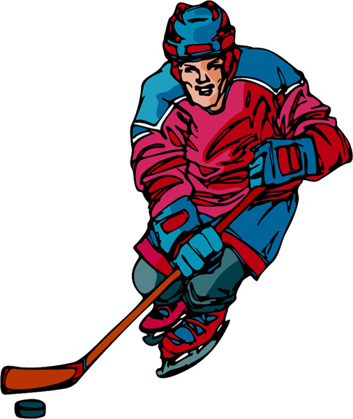 Hockey action player full color sports sticker. Personalize on line. HOCKEY_6C_10