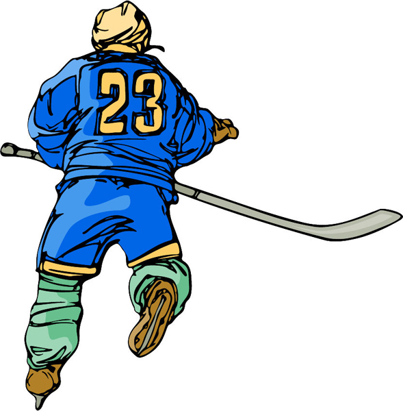 Hockey player full color sports sticker. Personalize on line. HOCKEY_6C_17