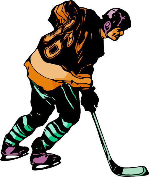 Hockey action sports decal in color. Personalize as you order. HOCKEY_6C_25