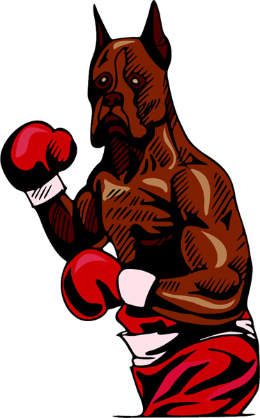 Boxer boxing mascot full color sports sticker. Personalize on line. MASCOTS_4C_02