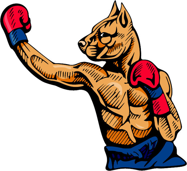 Boxer dog boxing mascot full color sports sticker. Personalize on line. MASCOTS_4C_12