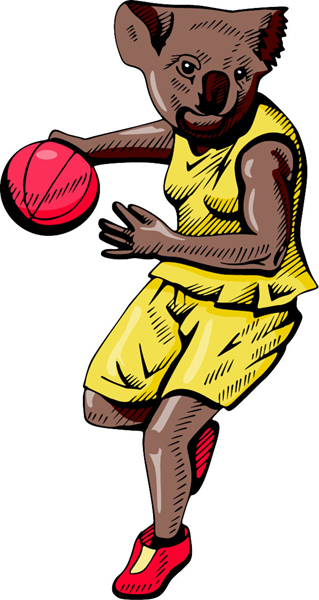 Koala basketball mascot full color sports sticker. Make it your own. MASCOTS_4C_19