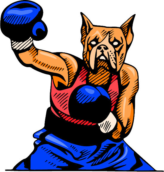 Boxer boxing mascot full color sports decal. Customize on line. MASCOTS_4C_24