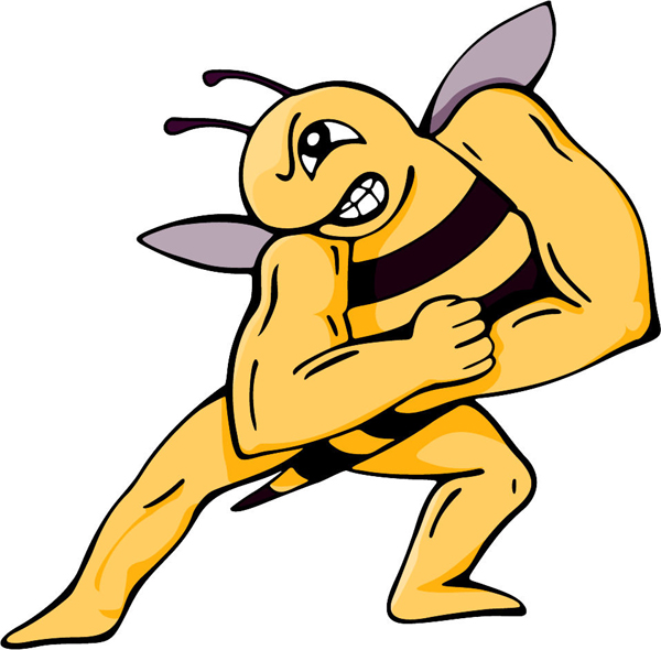 Yellowjacket mascot full color action sports sticker. Customize on line. MASCOTS_4C_35