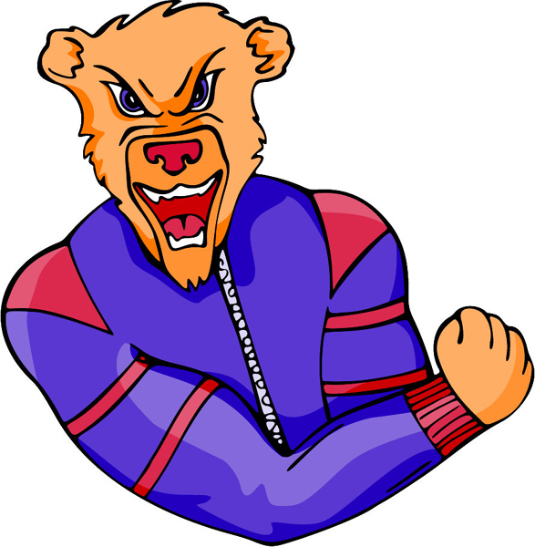Bear mascot full color sports sticker. Personalize on line. MASCOTS_4C_49