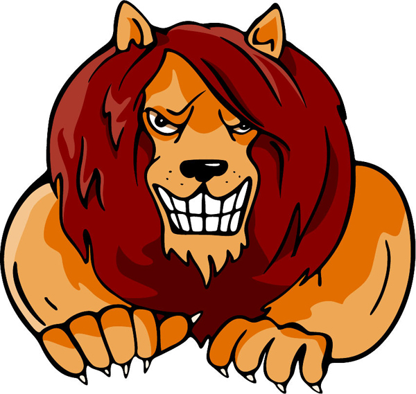 Lion's head mascot full color sports decal. Make it yours. MASCOTS_4C_55