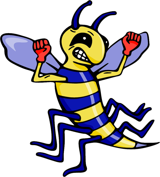 Yellowjacket mascot full color action sports decal. Personalize on line. MASCOTS_4C_65