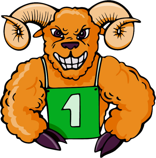 Ram mascot full color action sports decal. Personalize on line. MASCOTS_4C_68