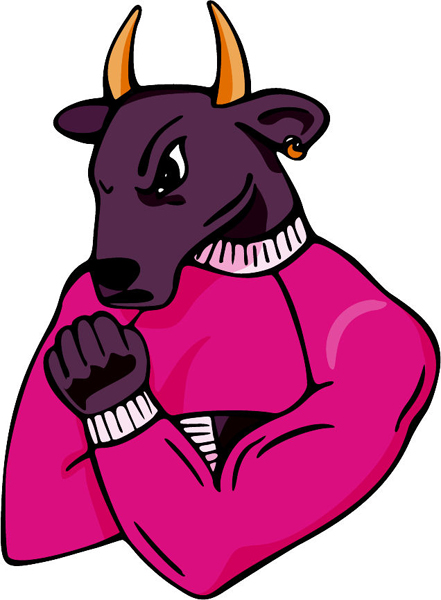Bull mascot full color sports sticker. Personalize on line. MASCOTS_4C_73