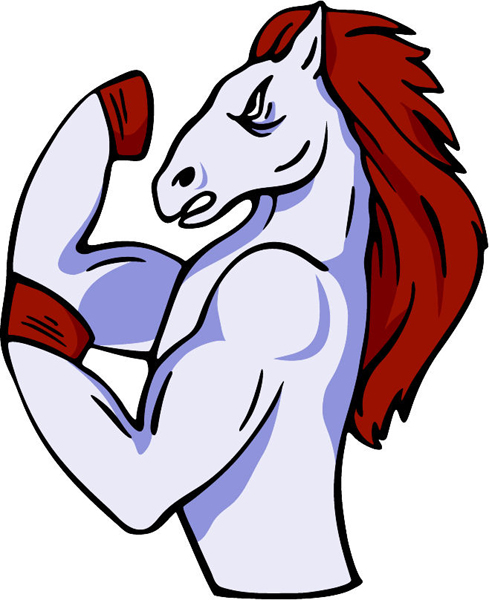 Mustang mascot full color sports sticker. Personalize on line. MASCOTS_4C_77