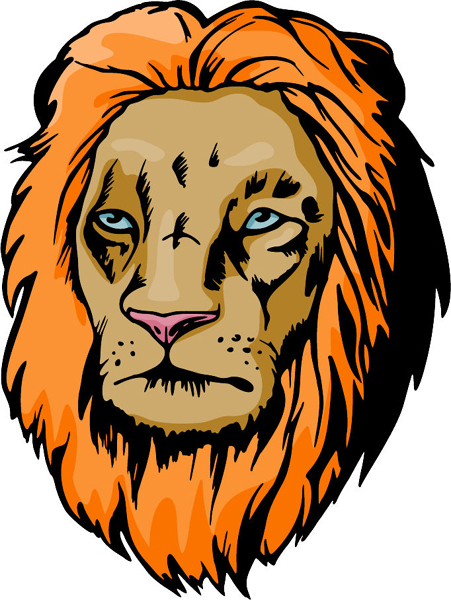 Lion mascot full color action sports decal. Customize on line. MASCOTS_5C_001