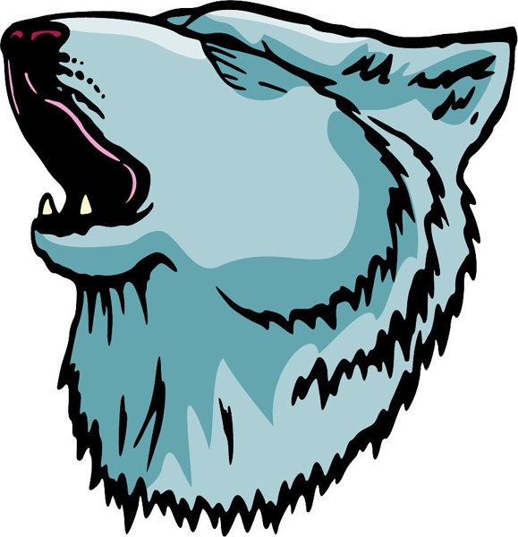 Howling wolf mascot full color sports sticker. Personalize on line. MASCOTS_5C_002