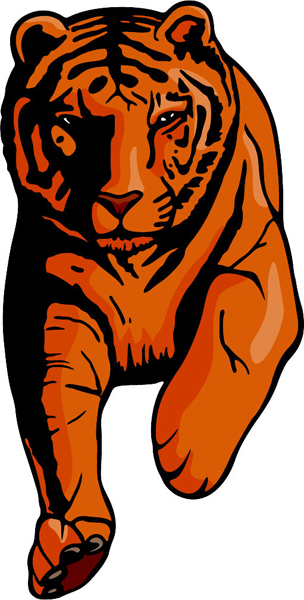 Tiger mascot full color action sports sticker. Customize on line. MASCOTS_5C_003