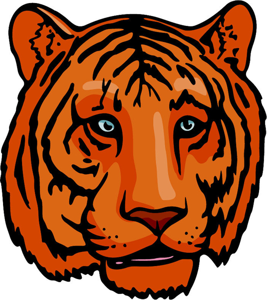 Tiger head mascot full color sports sticker. Personalize on line. MASCOTS_5C_004