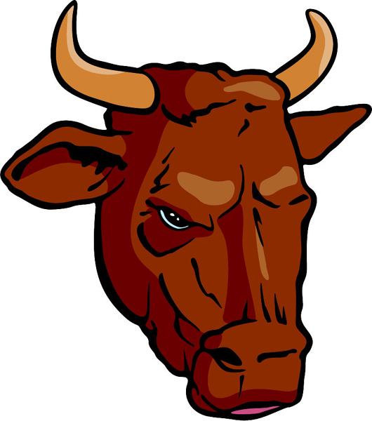 Bull mascot full color sports decal. Personalize on line. MASCOTS_5C_007
