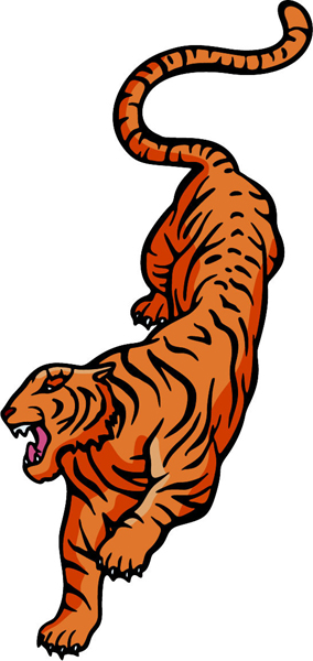 Tiger mascot full color sports sticker. Personalize on line. MASCOTS_5C_008