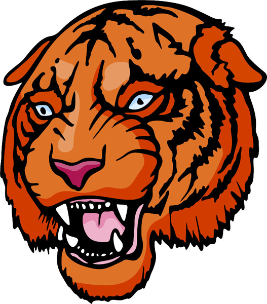 Tiger mascot full color sports decal. Customize on line. MASCOTS_5C_009