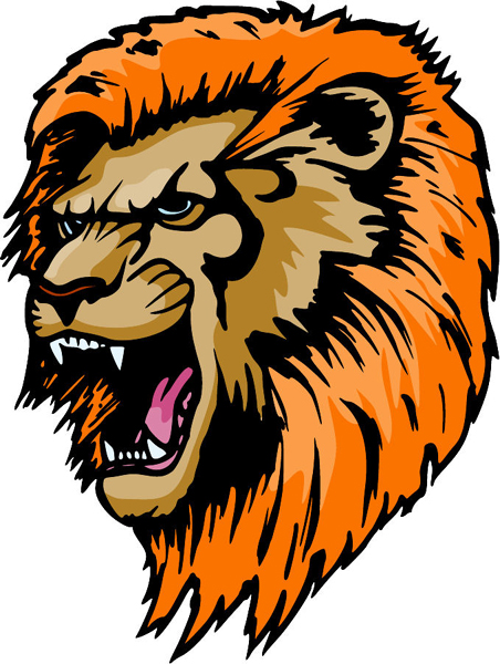 Lion Mascot full color sports decal. Personalize on line. MASCOTS_5C_011