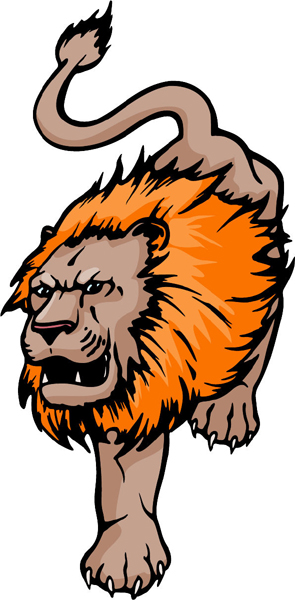 Lion Mascot full color sports decal. Personalize on line. MASCOTS_5C_015