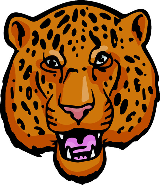 Leopard mascot full color sports sticker. Customize on line. MASCOTS_5C_016