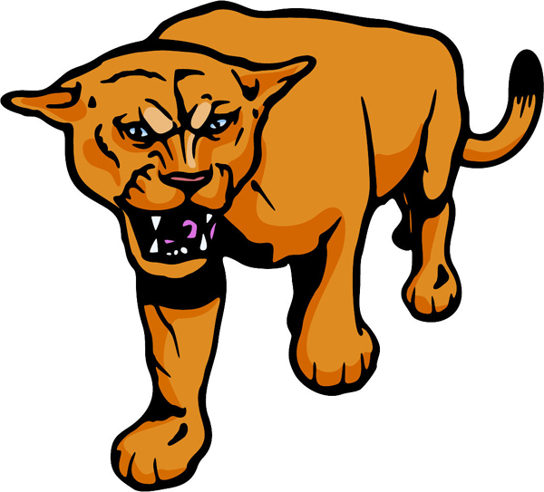 Cougar mascot full color sports sticker. Personalize on line. MASCOTS_5C_017