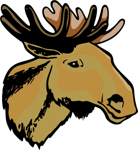 Moose mascot full color sports sticker. Customize on line. MASCOTS_5C_021