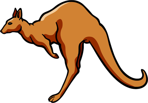 Kangaroo mascot full color sports decal. Personalize on line. MASCOTS_5C_030