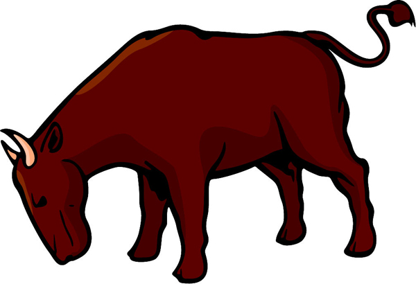 Bull mascot full color sports sticker. Customize on line. MASCOTS_5C_034