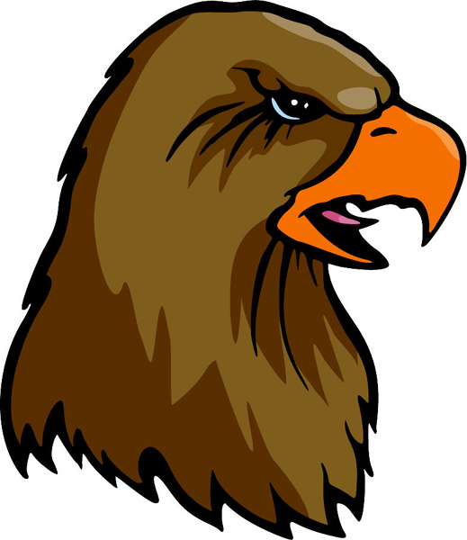 Hawk mascot full color action sports decal. Customize on line. MASCOTS_5C_036