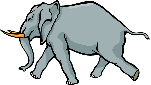 Elephant mascot full color action sports decal. Personalize on line. MASCOTS_5C_038