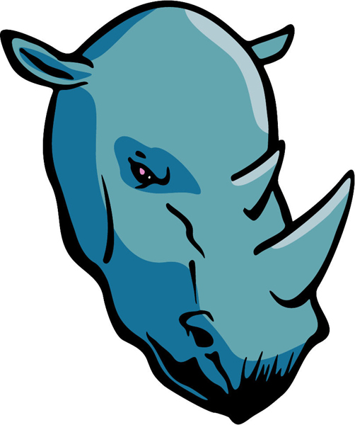 Rhino mascot full color action sports decal. Customize on line. MASCOTS_5C_047