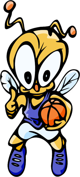 Bug basketball mascot full color sports decal. Personalize on line. MASCOTS_5C_052
