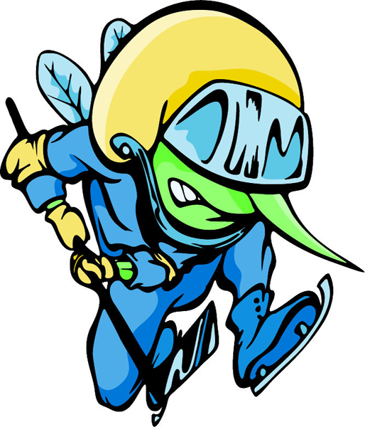 Mosquito mascot hockey player full color sports sticker. Customize on line. MASCOTS_5C_055