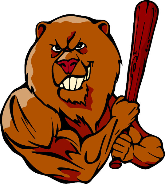 Beaver mascot baseball full color sports sticker. Personalize as you order. MASCOTS_5C_059