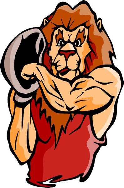 Lion baseball mascot sports sticker. MASCOTS_5C_061
