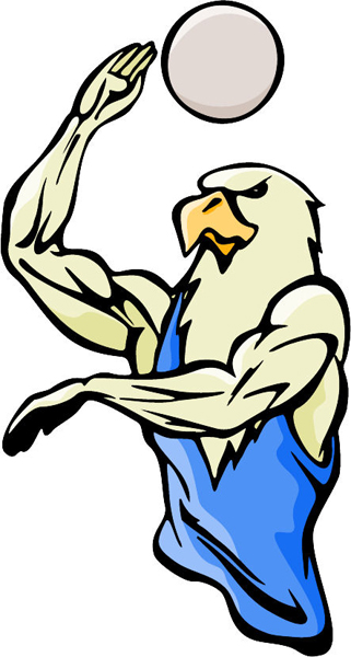 Eagle volleyball mascot full color action sports decal. Customize on line. MASCOTS_5C_063