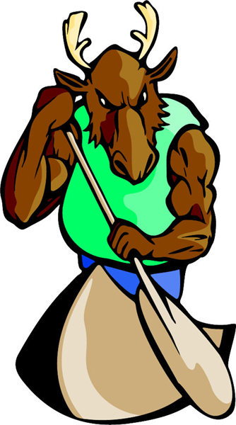 Moose mascot rowing team full color sports decal. Make it personal. MASCOTS_5C_070