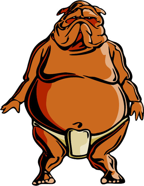 Sharpei sumo wrestling mascot full color sports decal. Personalize on line. MASCOTS_5C_074