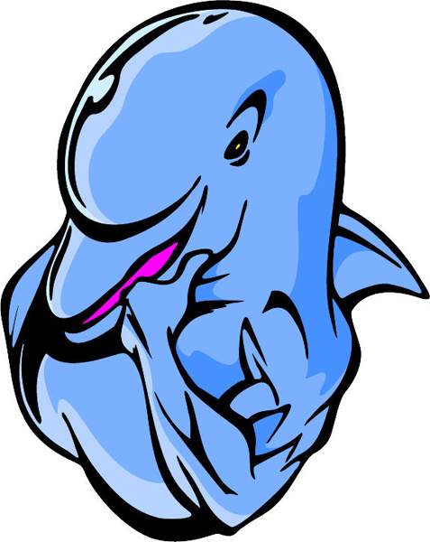 Dolphin mascot full color sports sticker. Customize on line. MASCOTS_5C_077